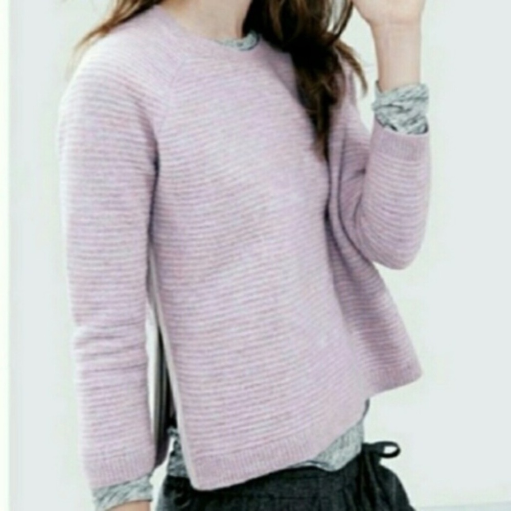 J. Crew 100% Wool Zip Sweater Size S Lilac